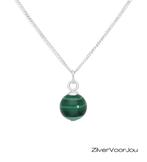 925 zilveren ketting met 8 mm malachiet bol – verstelbare le, Sieraden, Tassen en Uiterlijk, Kettingen, Verzenden, Nieuw, Zilver