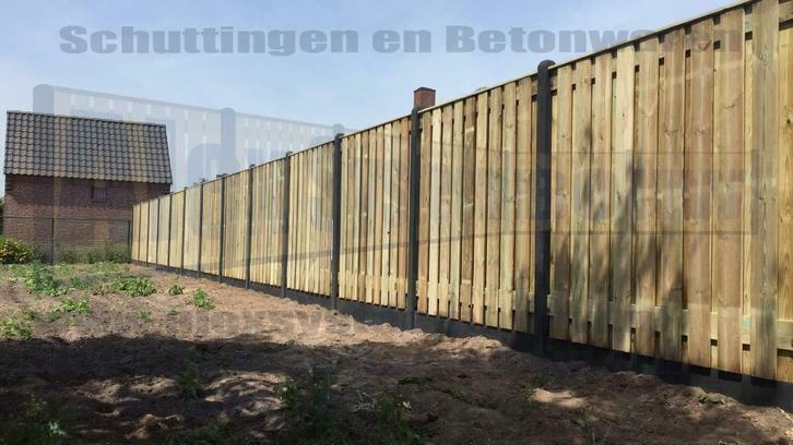 Hout beton schutting | 21 planks tuinscherm | incl plaatsen, Tuin en Terras, Schuttingen, 1 tot 2 meter, Nieuw, Hout