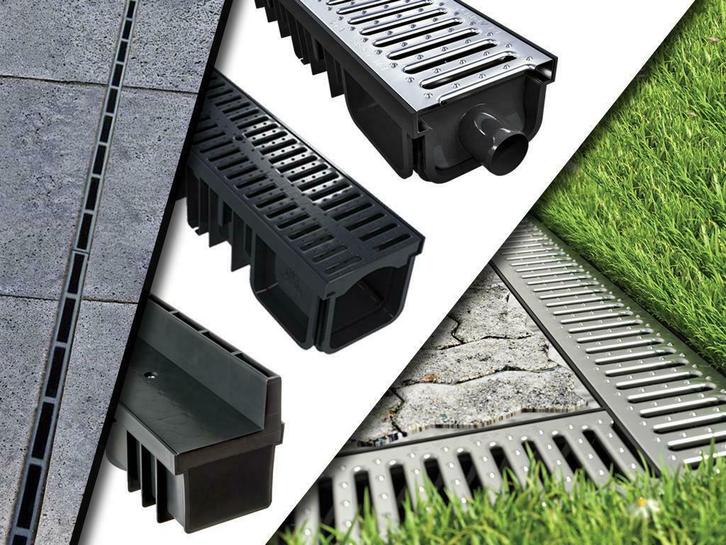 Afvoergoot/ sleufgoot/ lijngoot complete set (afvoergoten), Doe-het-zelf en Verbouw, Buizen en Afvoer, Afvoer, Nieuw, Ophalen of Verzenden