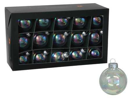 Kerstballen van glas in clear pearl - 57 mm (box 30) –, Hobby en Vrije tijd, Knutselen, Nieuw, Ophalen of Verzenden