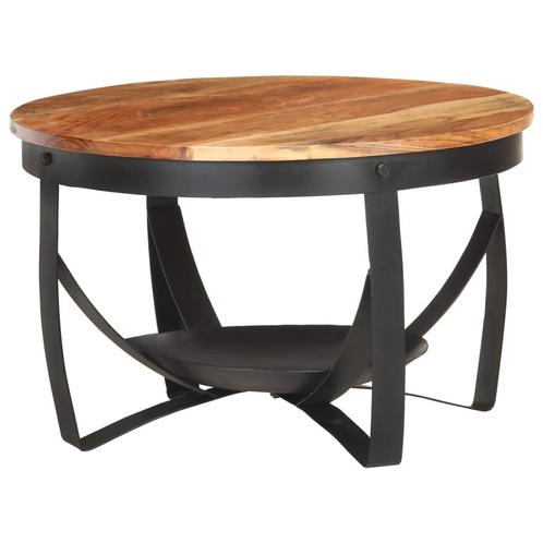 vidaXL Salontafel Ø 68x43 cm massief acaciahout, Huis en Inrichting, Tafels | Salontafels, 50 tot 100 cm, Nieuw, Overige houtsoorten