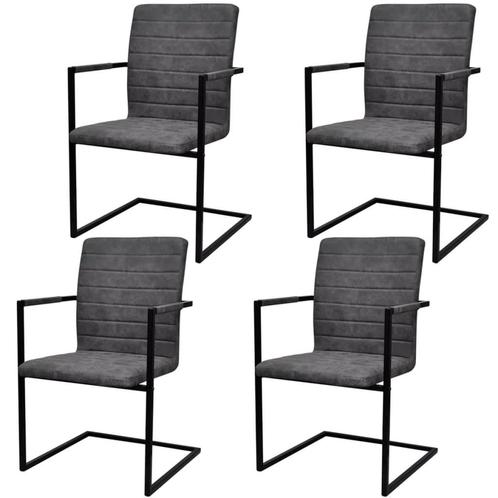 vidaXL Eetkamerstoelen 4 st kunstleer grijs, Huis en Inrichting, Stoelen, Grijs, Nieuw, Verzenden