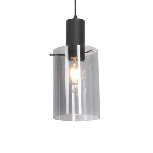 Vintage hanglamp zwart met smoke glas - Vidra, Huis en Inrichting, Lampen | Hanglampen, Nieuw, Overige materialen, 75 cm of meer