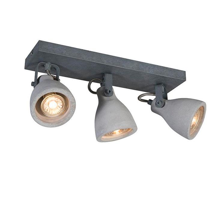 Industriële spot grijs beton 3-lichts - Creto, Huis en Inrichting, Lampen | Spots, Nieuw, Verzenden