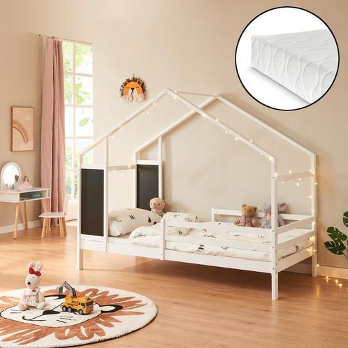 Kinderbed Lorenskog huisbed met matras 200x90 cm wit [en.cas, Huis en Inrichting, Slaapkamer | Bedden, Nieuw, Verzenden