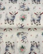 Poplin Katoen Schattige Geitjes Wit, Hobby en Vrije tijd, Stoffen en Lappen, Nieuw, Wit