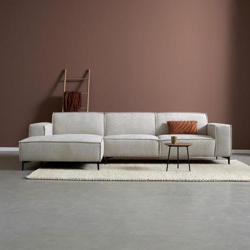 *WOONWINKEL* Moderne Hoekbank Beige Stof Chaise Longue Links, Huis en Inrichting, Banken | Bankstellen, Nieuw, Verzenden