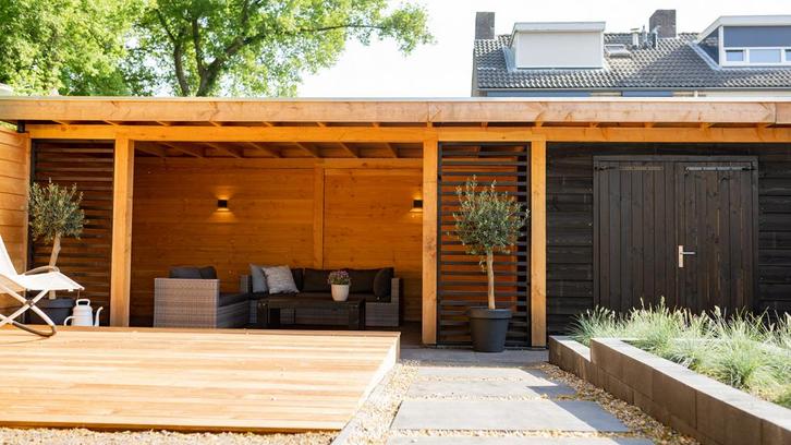 Douglas plat dak met schuur 1200x300cm Noord-Holland, Tuin en Terras, Overkappingen, Ophalen of Verzenden