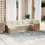 vidaXL 7-delige Loungeset met kussens poly rattan beige, Tuin en Terras, Tuinsets en Loungesets, Verzenden, Nieuw, Rotan, Loungeset