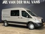 Ford Transit 2.0 TDCI 131pk L3H2 Dubbele Cabine Euro6 Airco, Auto's, Stof, Gebruikt, Wit, Dealer onderhouden