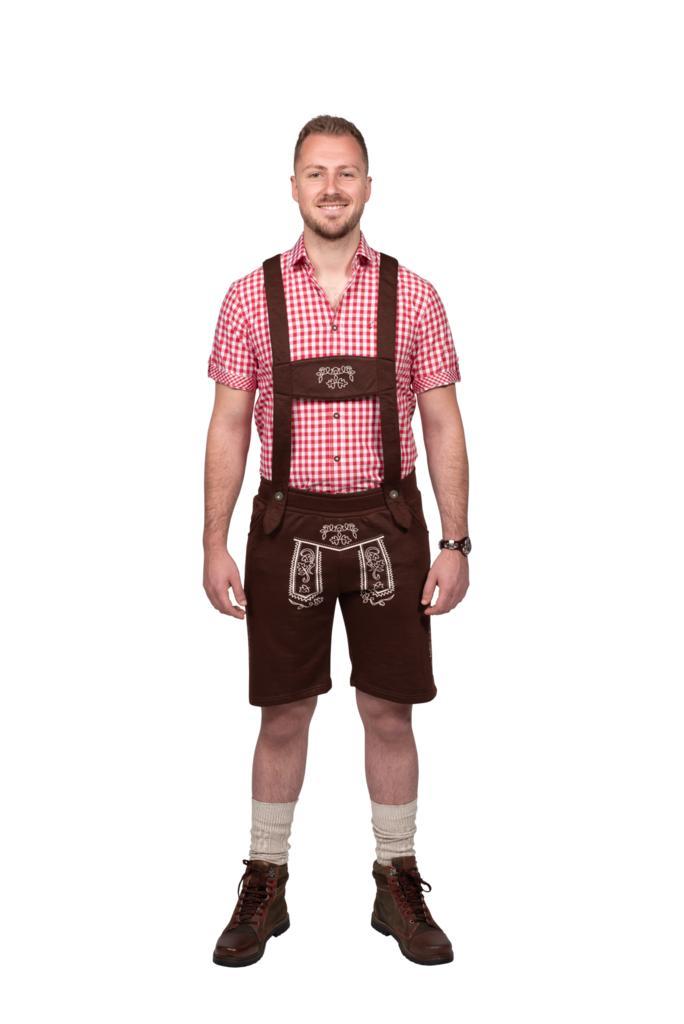 Trachtenhosen mit Aufdruck, braun, Hobby en Vrije tijd, Feestartikelen, Nieuw, Verzenden