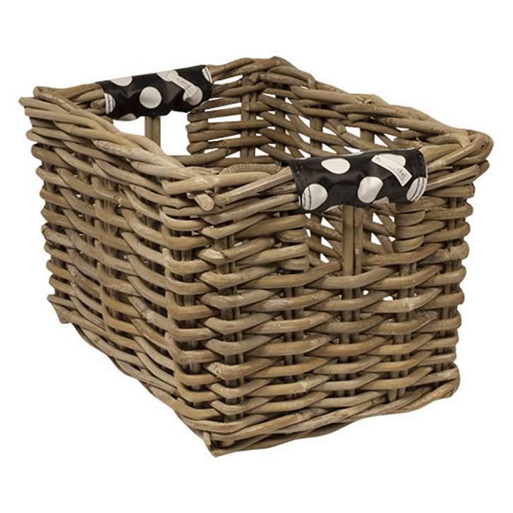 Wicked Rieten Fietsmand XL White Small Dots grijs, Fietsen en Brommers, Fietsaccessoires | Fietsmanden, Nieuw, Verzenden