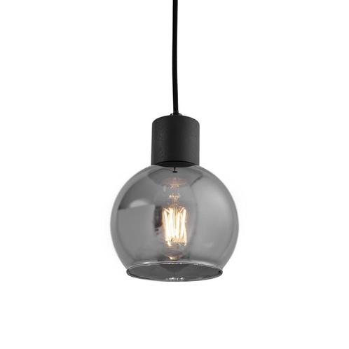 Art Deco hanglamp zwart met smoke glas - Vidro, Huis en Inrichting, Lampen | Hanglampen, Nieuw, Glas, 75 cm of meer