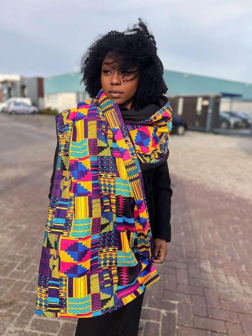 Warme Sjaal met Afrikaanse print Unisex - Multicolor kente p, Kleding | Dames, Mutsen, Sjaals en Handschoenen, Nieuw, Ophalen of Verzenden