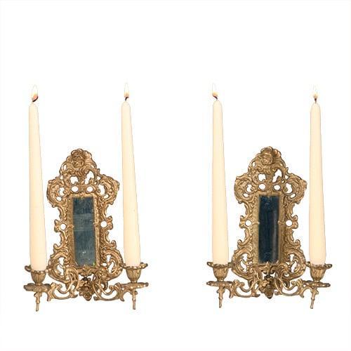 Stel van 2  wandkandelaren 2-armig verstelbaar met spiegelt, Antiek en Kunst, Antiek | Kandelaars, Ophalen of Verzenden