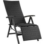 Wicker tuinstoel opklapbaar met aluminium frame en voetsteun, Tuin en Terras, Verzenden, Nieuw