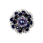 Witgouden entourage ring met spinel, saffier en diamant 18, Sieraden, Tassen en Uiterlijk, Ringen, Ophalen of Verzenden, Nieuw