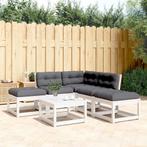 vidaXL 5-delige Loungeset met kussens massief grenenhout wit, Verzenden, Nieuw, Loungeset