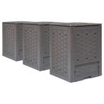 vidaXL Compostbakken 3 st 900 L 60x60x83 cm kunststof rattan, Verzenden, Nieuw