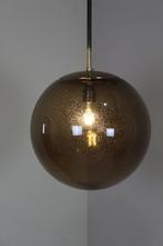 Vintage design rookglas bollamp XL, Zo goed als nieuw, Glas, Jaren 70