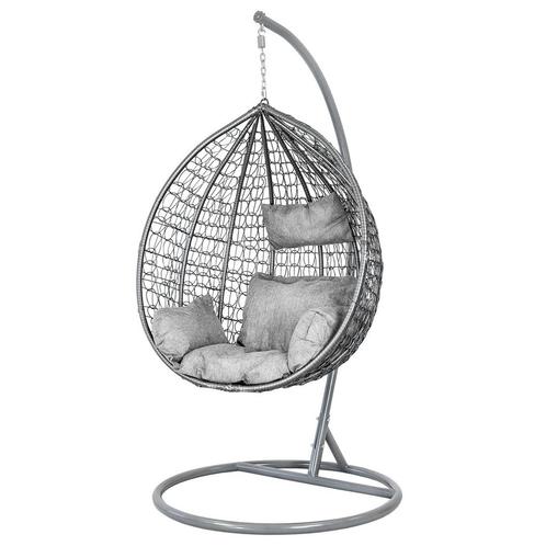 Design Hangstoel - Grijze Ei Stoel met Robuuste Staalcons..., Huis en Inrichting, Stoelen, Nieuw, Ophalen of Verzenden