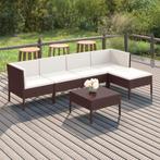 vidaXL 6-delige Loungeset met kussens poly rattan bruin, Verzenden, Nieuw, Rotan, Loungeset