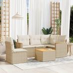 vidaXL 6-delige Loungeset met kussens poly rattan beige, Verzenden, Nieuw, Rotan, Loungeset