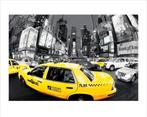 Kunstdruk Rush Hour Times Square Yellow Cabs 80x60cm, Huis en Inrichting, Verzenden, Nieuw