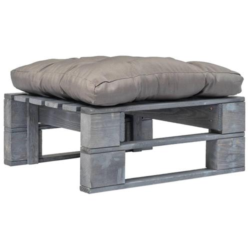 vidaXL Tuinhocker met grijs kussen pallet hout grijs, Tuin en Terras, Tuinsets en Loungesets, Nieuw, Verzenden