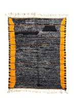 Zwart en geel Marokkaans Mrirt wollen tapijt 190x250 cm, Nieuw