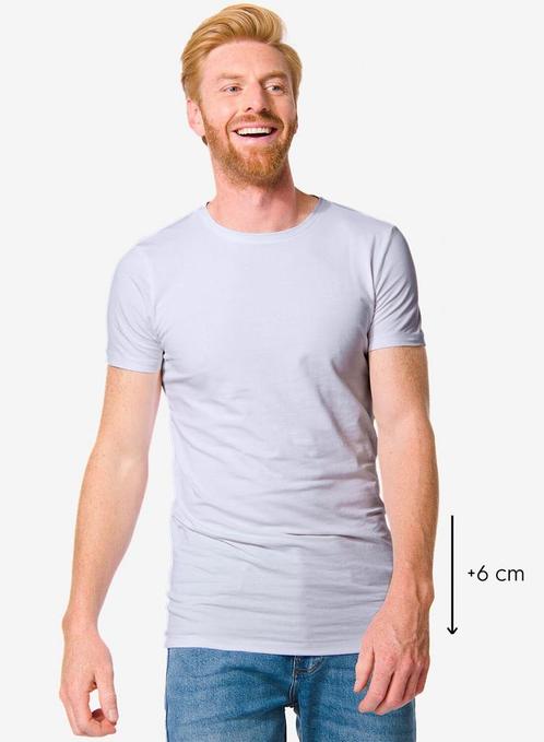 HEMA Heren t-shirt slim fit o-hals extra lang wit, Kleding | Heren, Overige Herenkleding, Nieuw, Verzenden