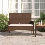 vidaXL Tuinbank 2-zits met kussens poly rattan bruin, Tuin en Terras, Tuinbanken, Verzenden, Nieuw, Rotan