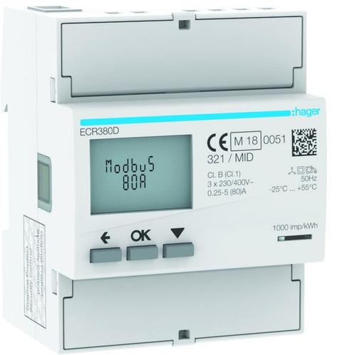 Hager Elektriciteitsmeter - ECR380D, Doe-het-zelf en Verbouw, Elektra en Kabels, Overige typen, Nieuw, Verzenden