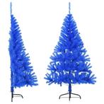 vidaXL Kunstkerstboom met standaard half 120 cm PVC blauw, Diversen, Kerst, Verzenden, Nieuw