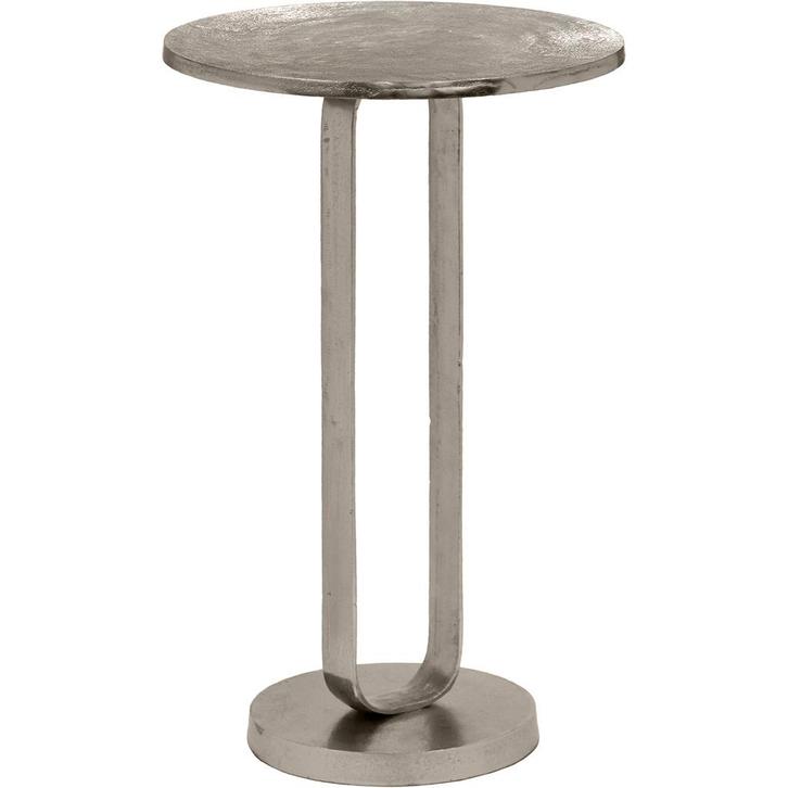 Bijzettafel - Livion Azad - Rond - 38cm - Zilver - Metaal, Huis en Inrichting, Tafels | Eettafels, Nieuw, Overige materialen, Ophalen of Verzenden
