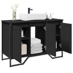 vidaXL Wastafelkast 91x35x60 cm bewerkt hout zwart, Verzenden, Nieuw, Minder dan 100 cm