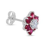 Oorbellen - 18 karaat Witgoud - 2.90ct. tw. Robijn - Diamant, Nieuw