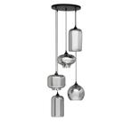 Hanglamp 5-Lichts Mix | Rookglas | Industrieel | Woonkamer |, Verzenden, Nieuw, Glas