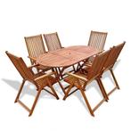 vidaXL 7-delige Tuinset massief acaciahout, Tuin en Terras, Verzenden, 6 zitplaatsen, Nieuw, Tuinset