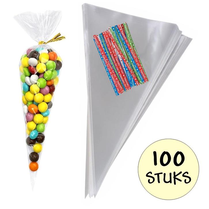 Fako Bijoux - 100x Cellofaan Puntzakken 30x16cm - Puntzak, Diversen, Cadeauverpakkingen, Verzenden