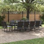 vidaXL Tuin Eetset 13 pcs Zwart Staal, Tuin en Terras, Tuinsets en Loungesets, Verzenden, Nieuw, Rvs