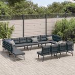 vidaXL 8-delige Tuinbankenset met kussens gepoedercoat staal, Verzenden, Nieuw, Rvs