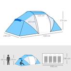 TRUUSK Kampeertent 4-6 Personen - Blauw - Tunneltent - 2 Sla, Caravans en Kamperen, Verzenden, Nieuw