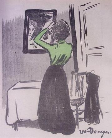 Spiegel - Litho Kees van Dongen (lijst optie, lithos) beschikbaar voor biedingen
