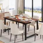 Industriële Eettafel 160x80cm– Hout en Metalen Frame Bruin, Huis en Inrichting, 50 tot 100 cm, Verzenden, 150 tot 200 cm, Nieuw
