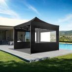 Opvouwbaar tuinpaviljoen 3x3m met 4 zijdelen - zwart, Tuin en Terras, Partytenten, Verzenden, Nieuw