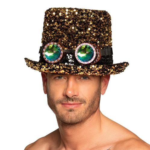 Gouden Hoed Glitters Met Bril, Hobby en Vrije tijd, Feestartikelen, Nieuw, Verzenden