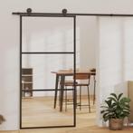 vidaXL Schuifdeur 102x205 cm ESG-glas en aluminium zwart, Verzenden, Nieuw