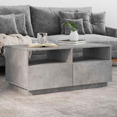 vidaXL Salontafel met LED-verlichting 90x49x40 cm betongrijs, Huis en Inrichting, Tafels | Salontafels, 50 tot 100 cm, Nieuw, Overige houtsoorten