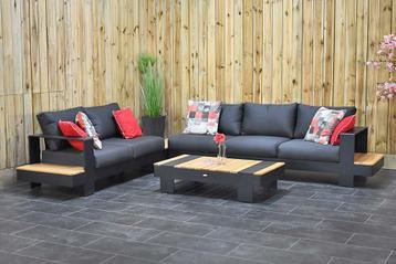Panama Loungeset Lage Tafel Aluminium Teak Dark Grey SHOWROO